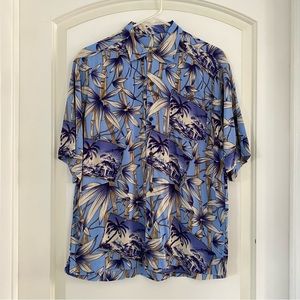 S&D Bahamas Summer Short Sleeves Button Up Blue Hawaiian Shirt Men's Size S